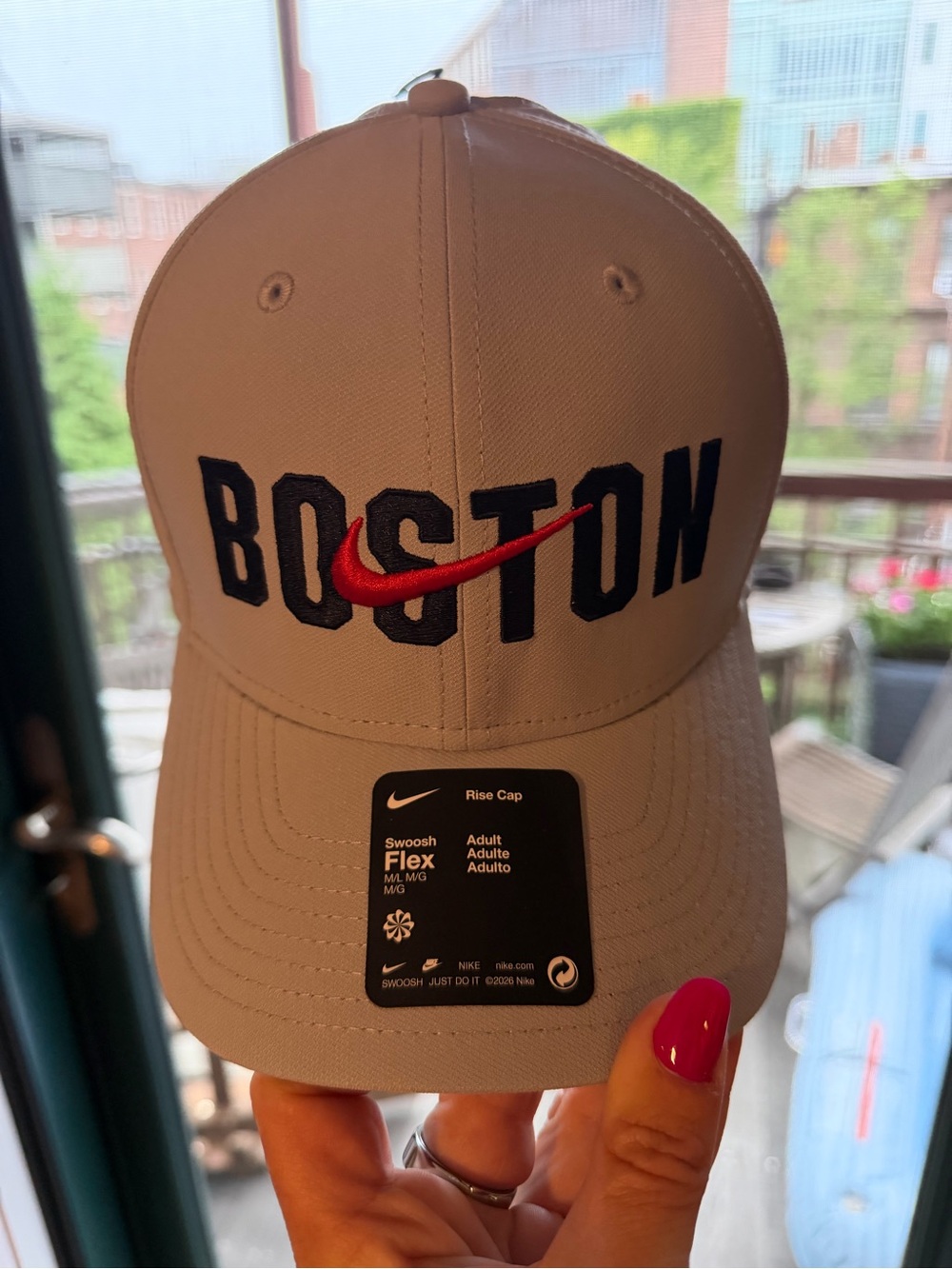 Nike Grey Boston Flexfit Hat with Red Swoosh - Picture 2 of 5